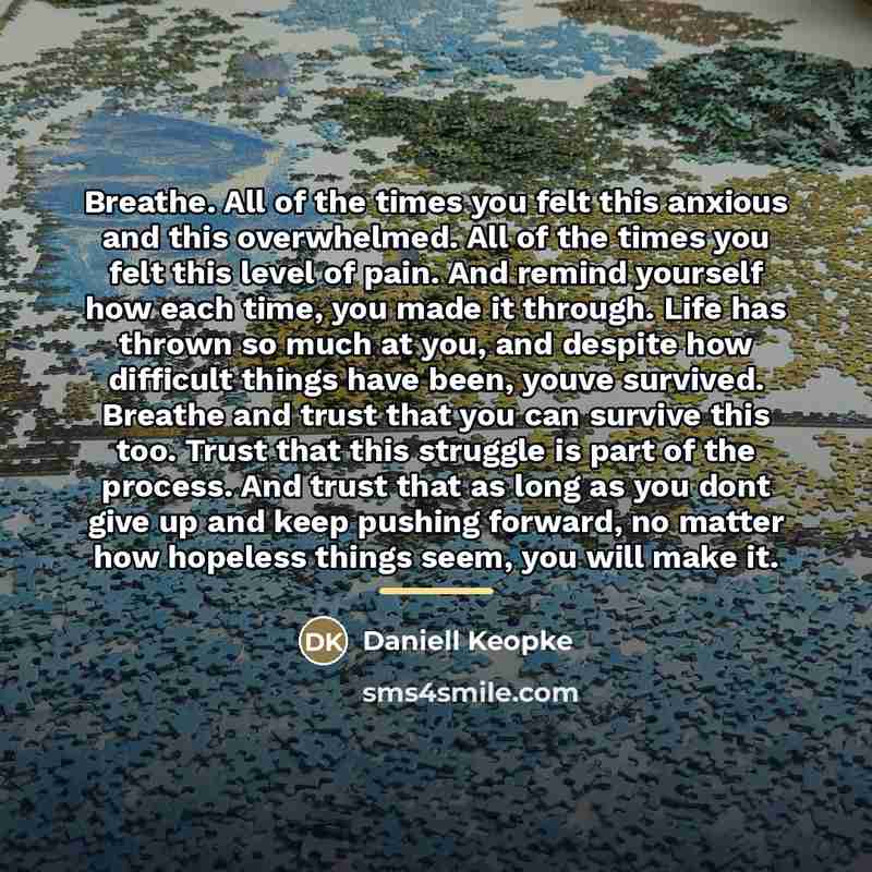 “Breathe. All of the times you felt this anxious and…” quote by Daniell Keopke