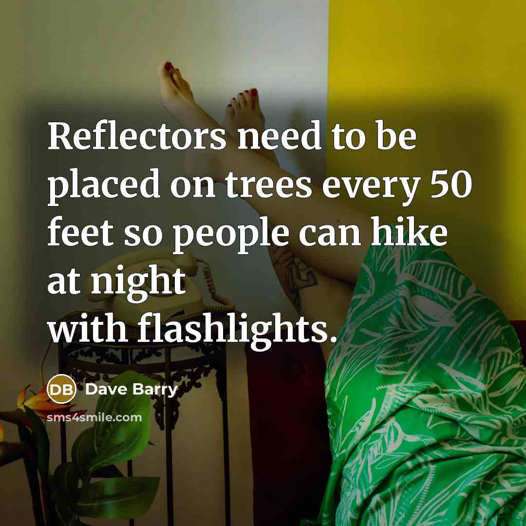 “Reflectors need to be placed on trees every 50 feet…” quote by Dave Barry