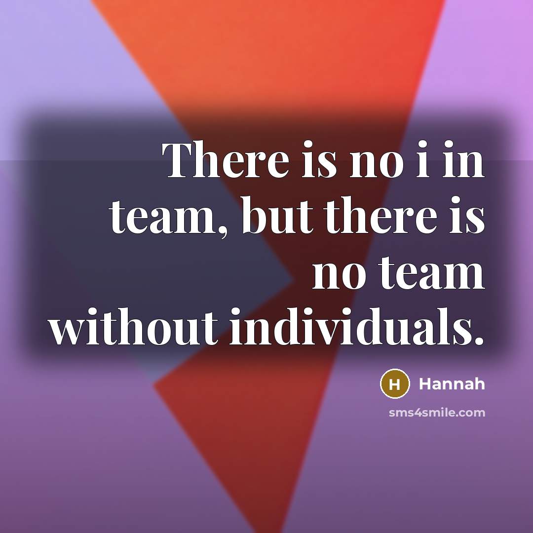 “There is no i in team, but there is no team without individuals.” quote by Hannah