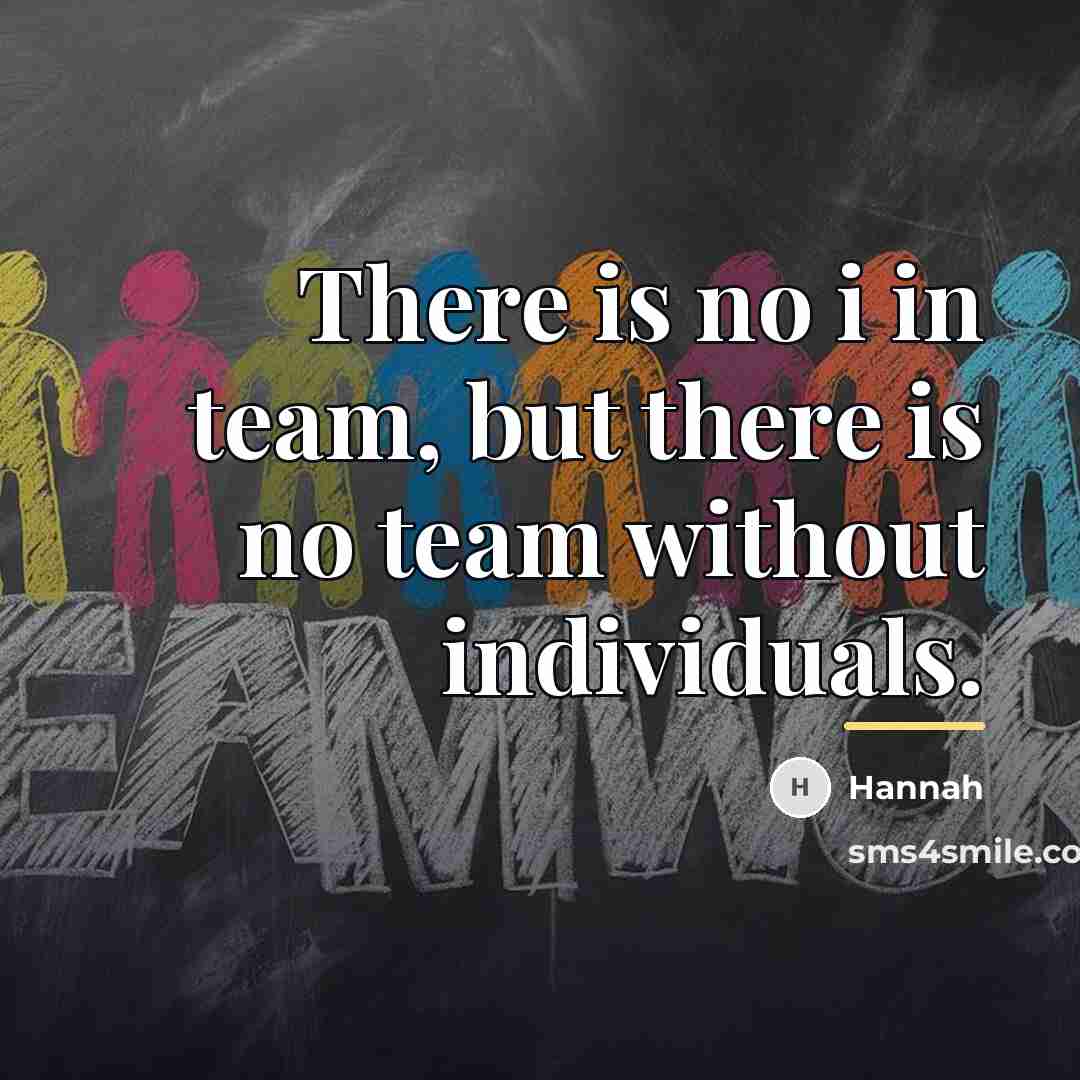 “There is no i in team, but there is no…” quote by Hannah