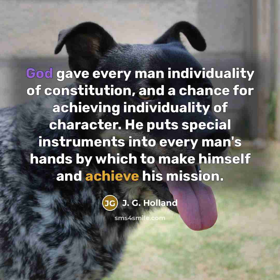 “God gave every man individuality of constitution, and a chance…” quote by J. G. Holland