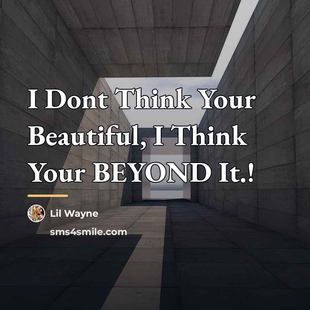 “I Dont Think Your Beautiful, I Think Your BEYOND It.!…” quote by Lil Wayne