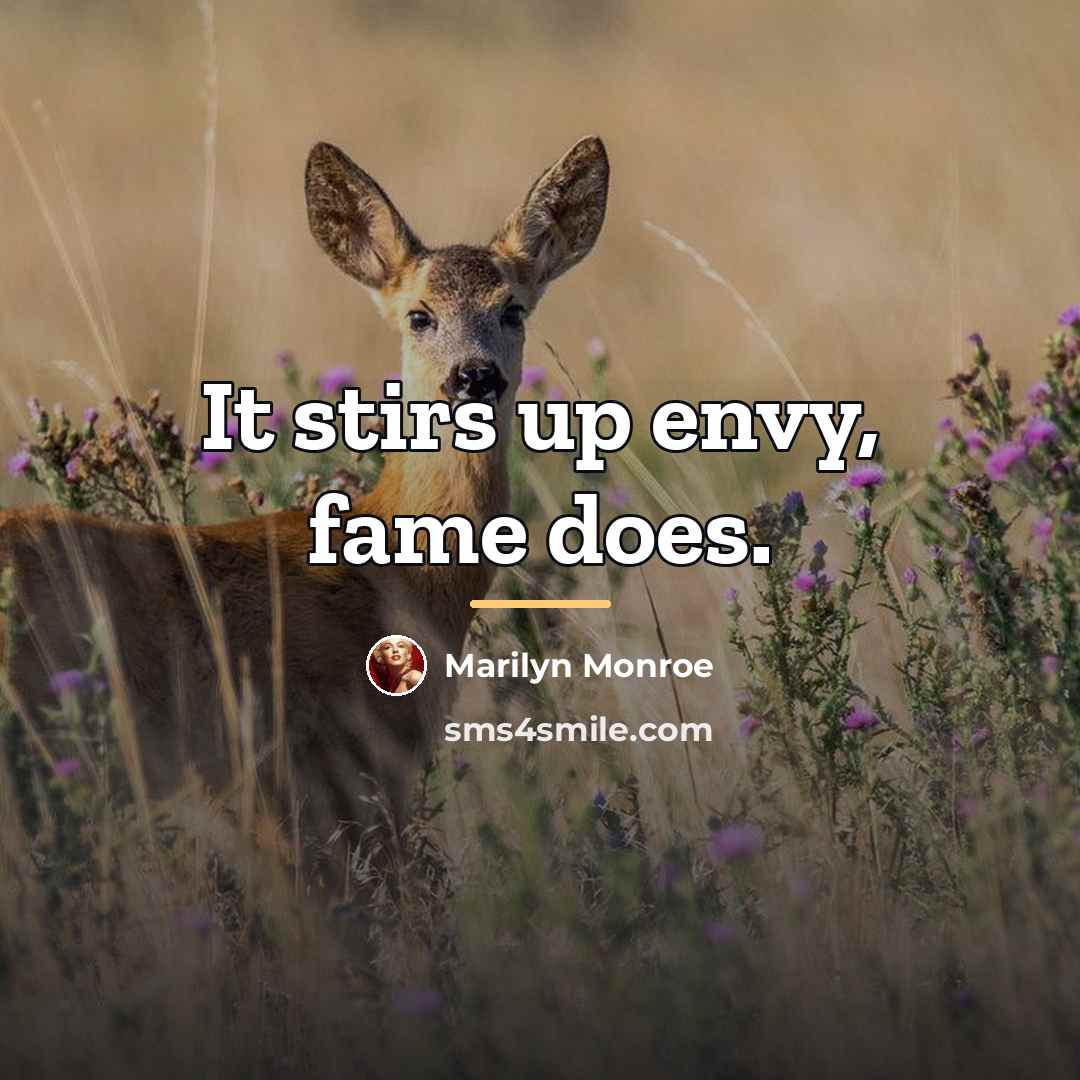 “It stirs up envy, fame does.…” quote by Marilyn Monroe