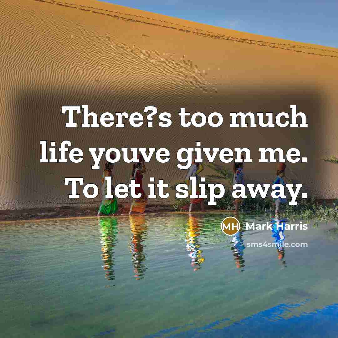 “There?s too much life youve given me. To let it…” quote by Mark Harris