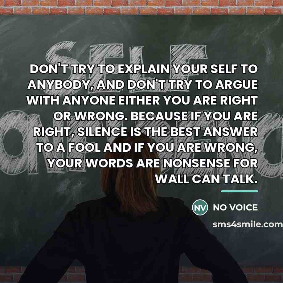 “DON'T TRY TO EXPLAIN YOUR SELF TO ANYBODY, AND DON'T…” quote by NO VOICE
