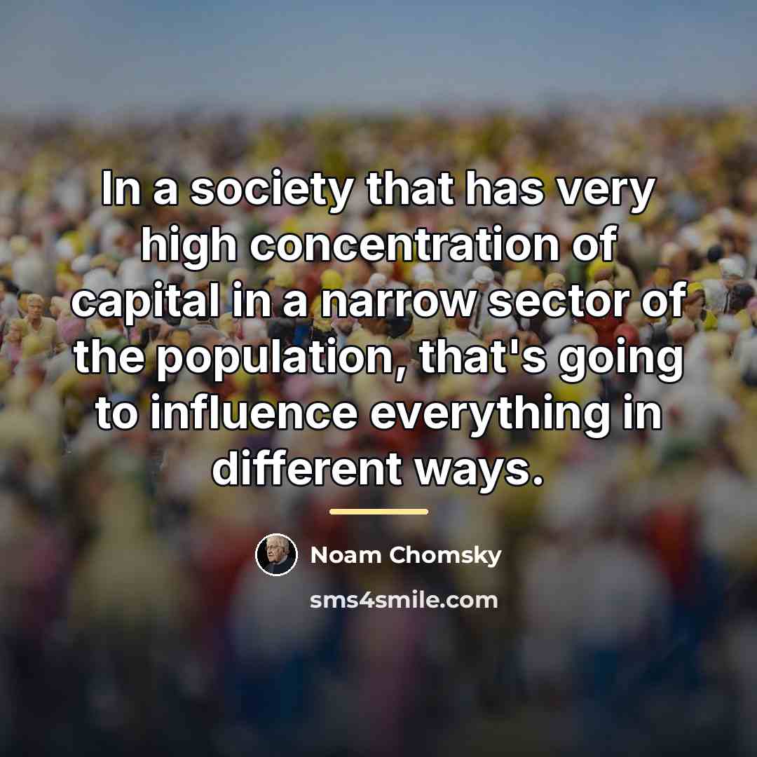 “In a society that has very high concentration of capital…” quote by Noam Chomsky