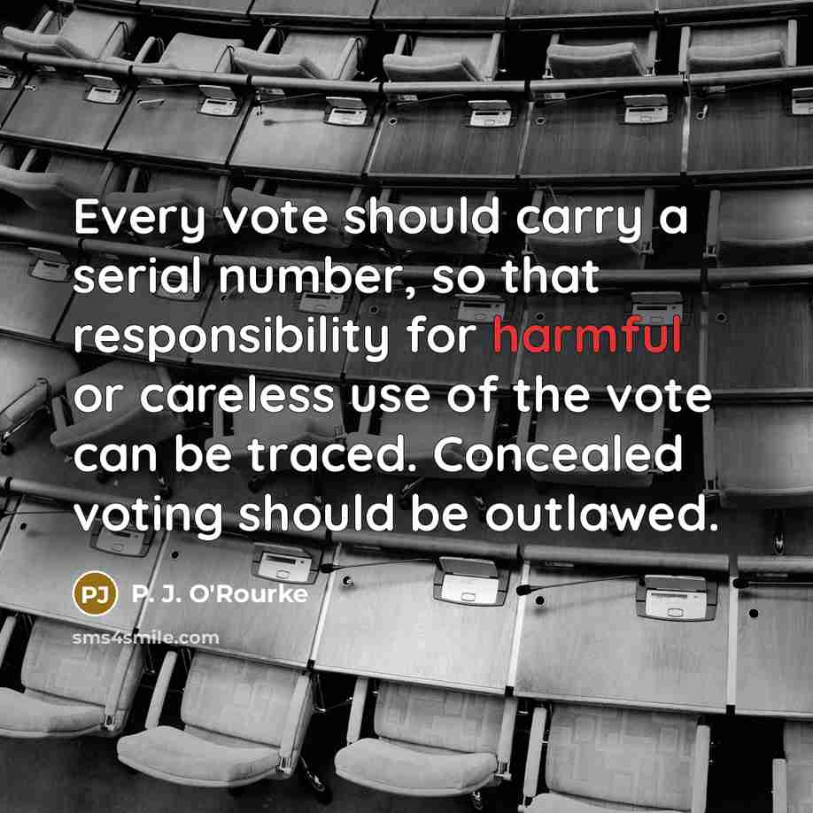 “Every vote should carry a serial number, so that responsibility…” quote by P. J. O'Rourke