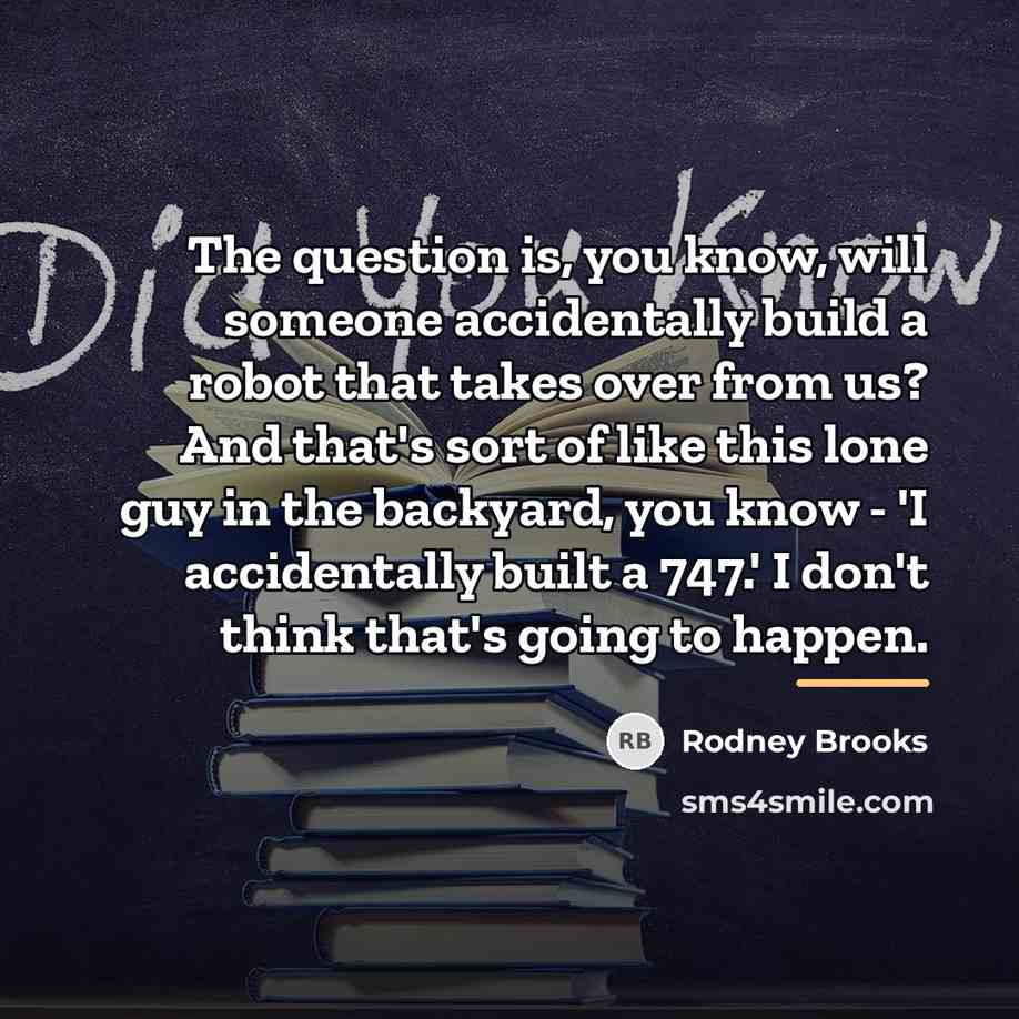 “The question is, you know, will someone accidentally build a…” quote by Rodney Brooks
