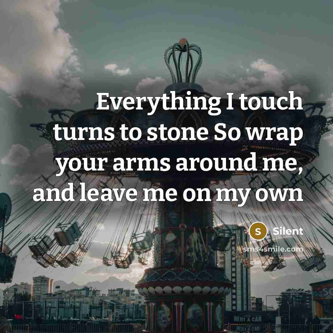 “Everything I touch turns to stone So wrap your arms…” quote by Silent