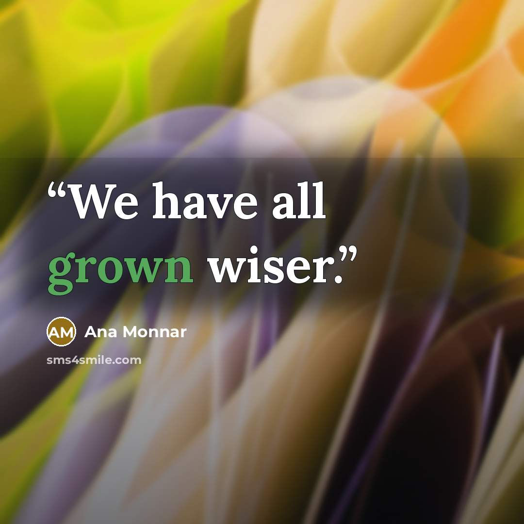 “We have all grown wiser.” quote by Ana Monnar