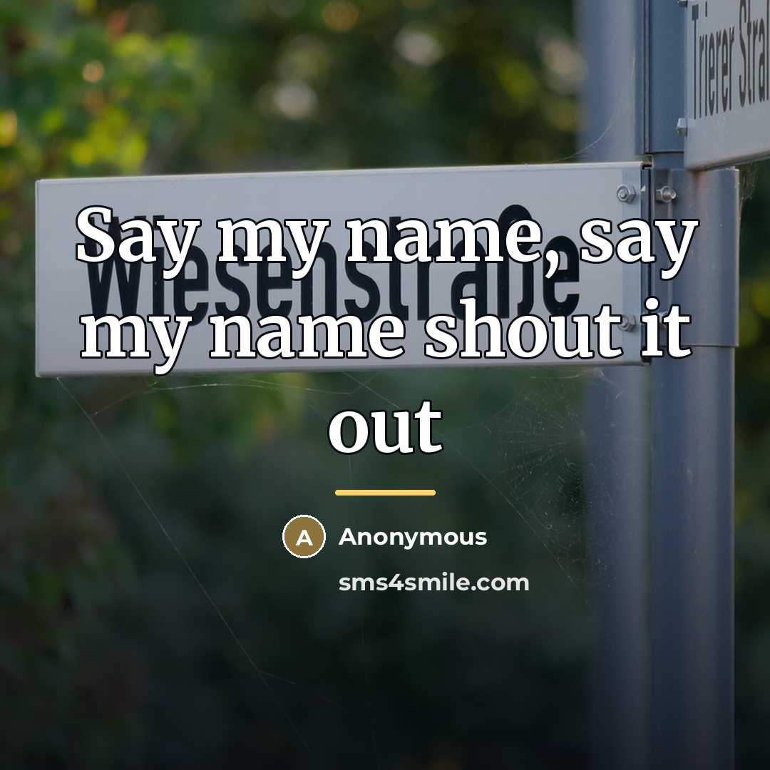 “Say my name, say my name shout it out…” quote by Anonymous