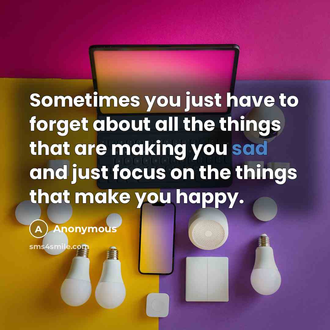 “Sometimes you just have to forget about all the things that are making you sad and just focus on the things that make you happy.” quote by Anonymous