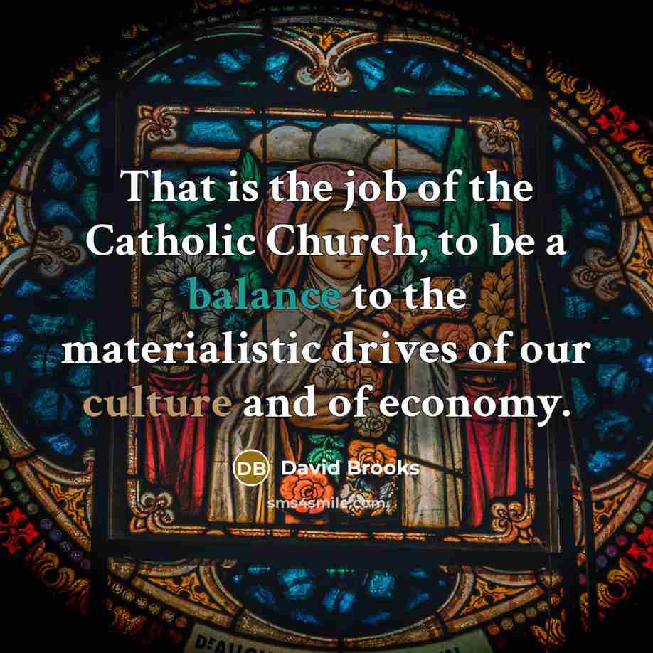 “That is the job of the Catholic Church, to be…” quote by David Brooks