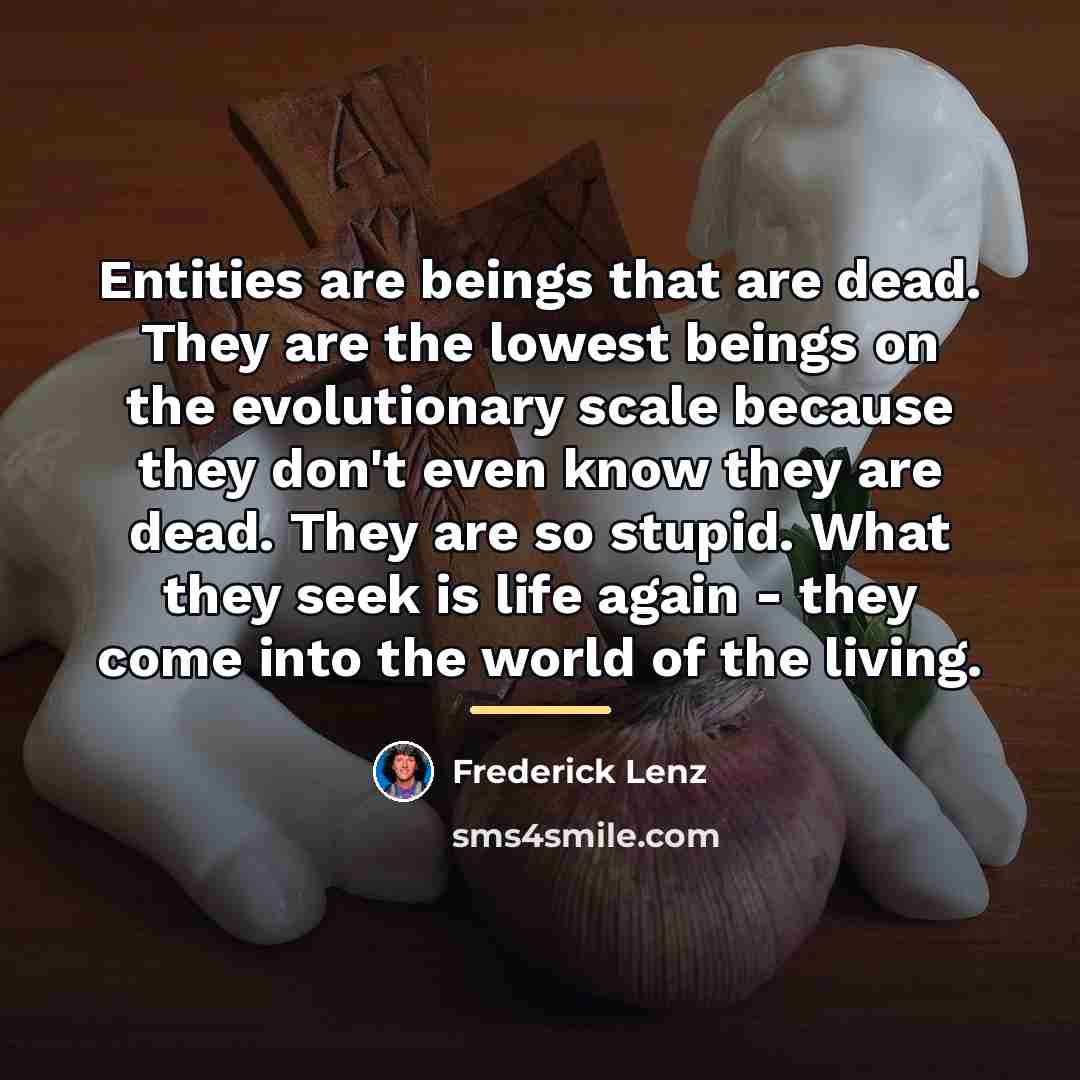 “Entities are beings that are dead. They are the lowest…” quote by Frederick Lenz
