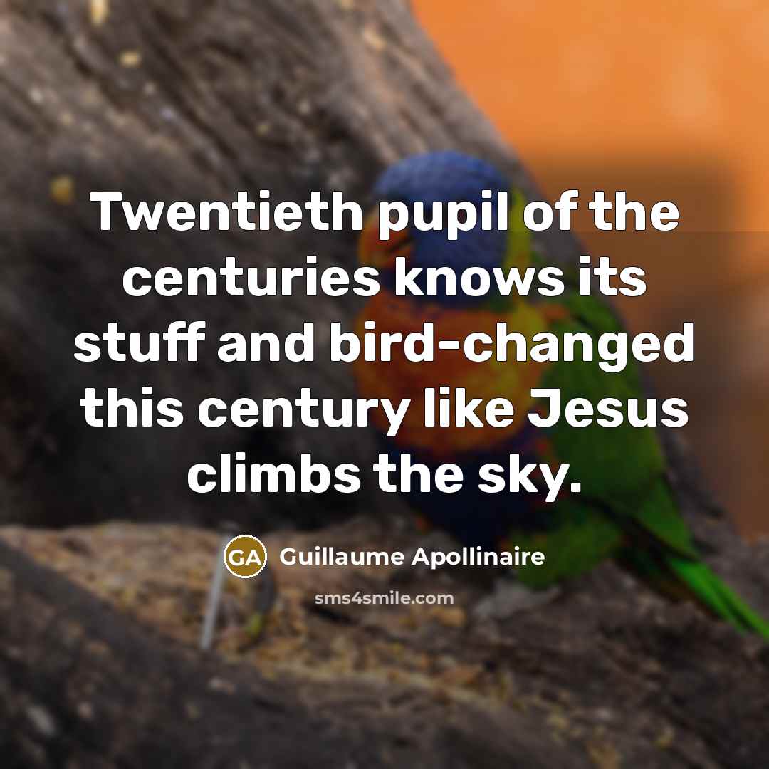 “Twentieth pupil of the centuries knows its stuff and bird-changed…” quote by Guillaume Apollinaire