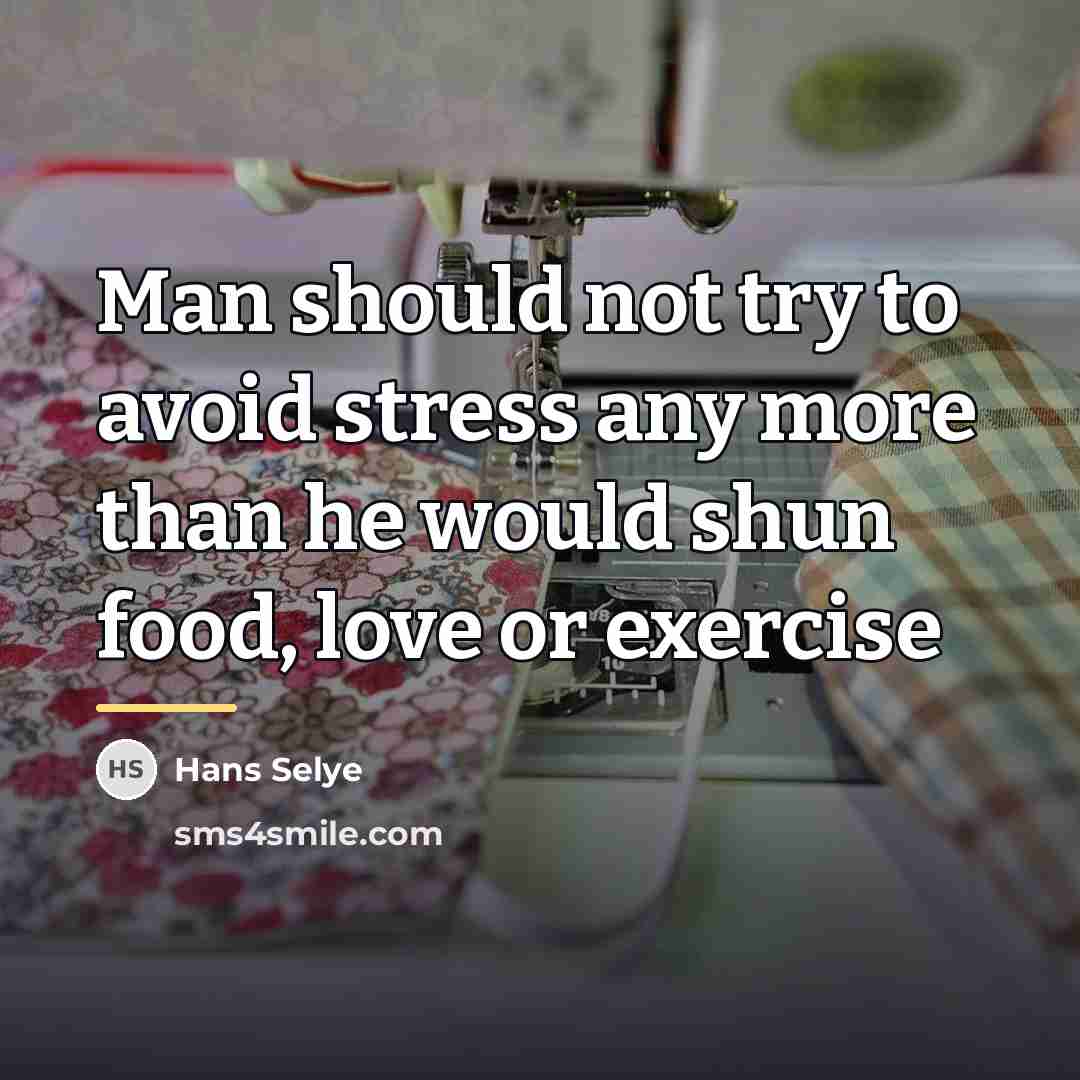 “Man should not try to avoid stress any more than…” quote by Hans Selye