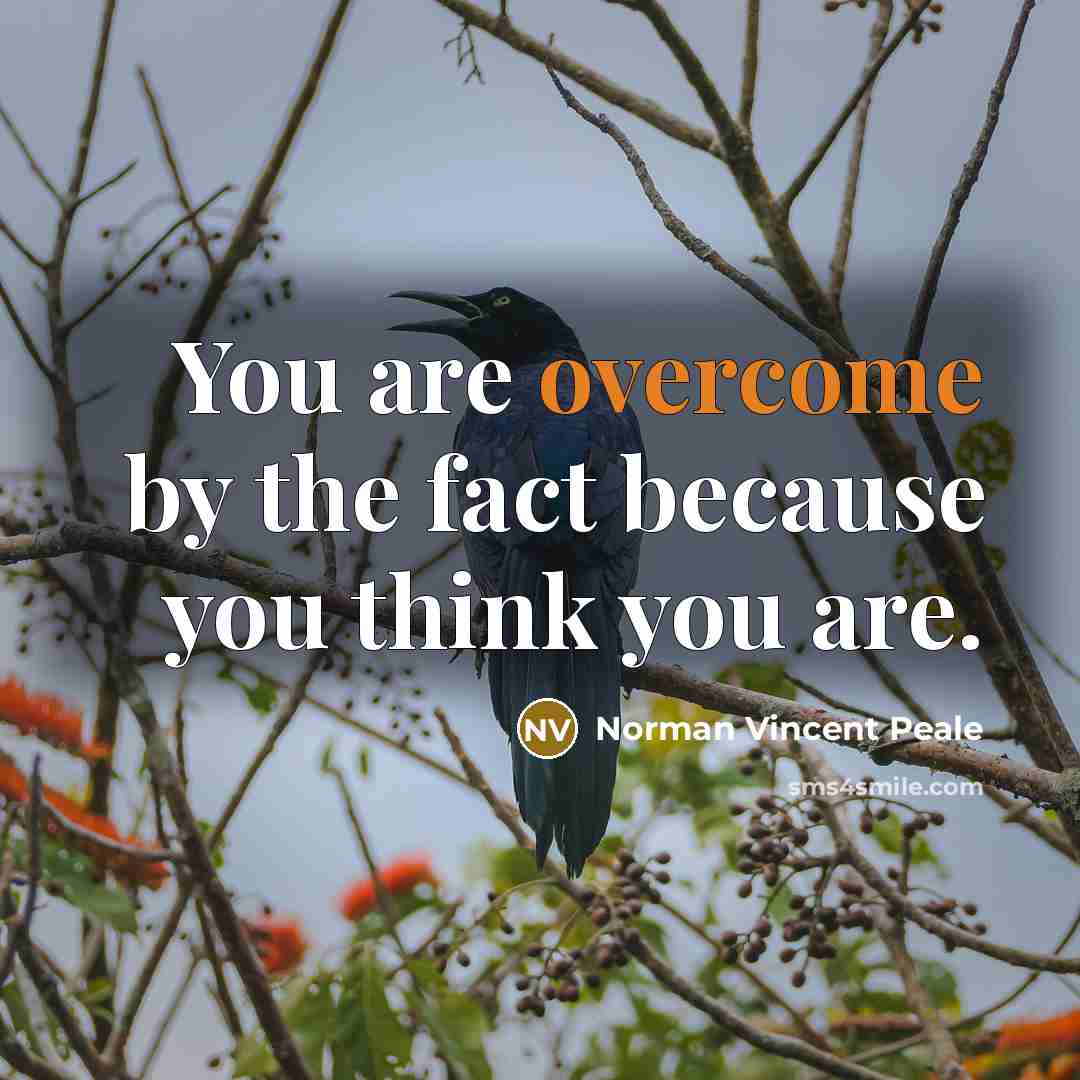 “You are overcome by the fact because you think you…” quote by Norman Vincent Peale