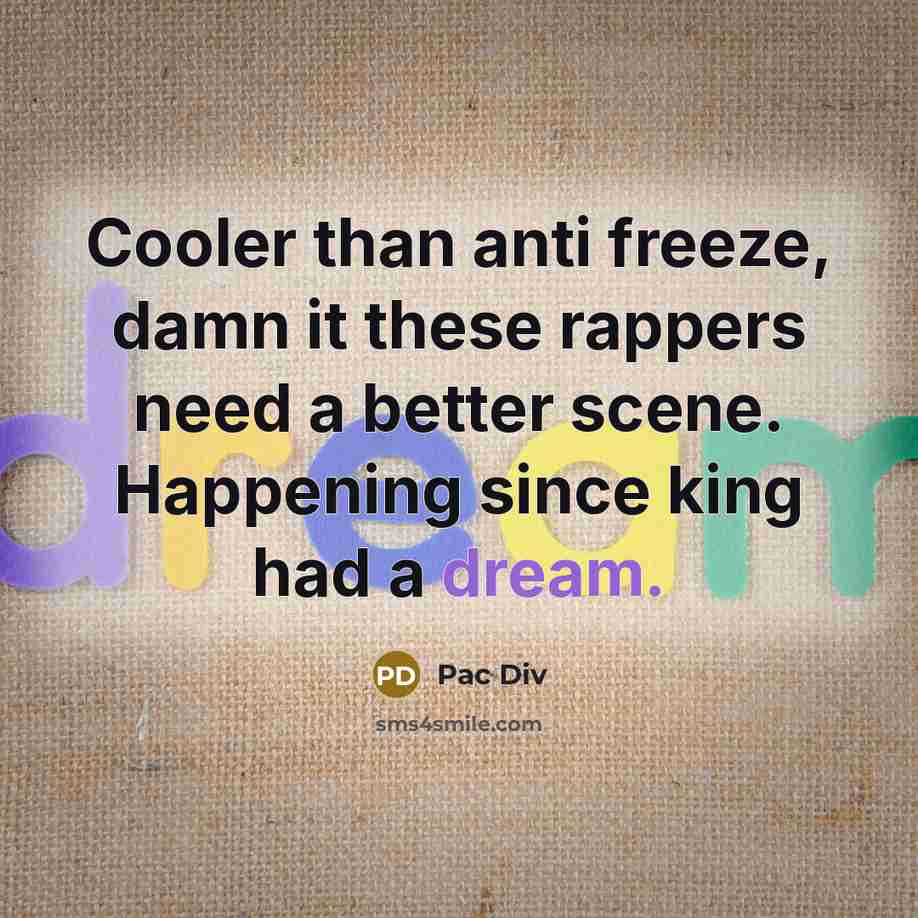 “Cooler than anti freeze, damn it these rappers need a…” quote by Pac Div