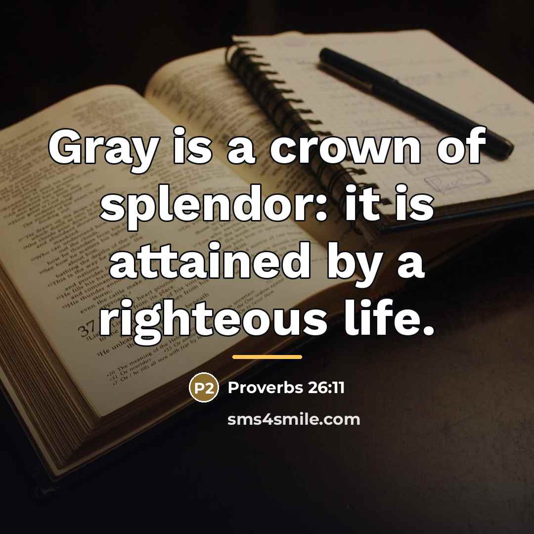 “Gray is a crown of splendor: it is attained by…” quote by Proverbs 26:11