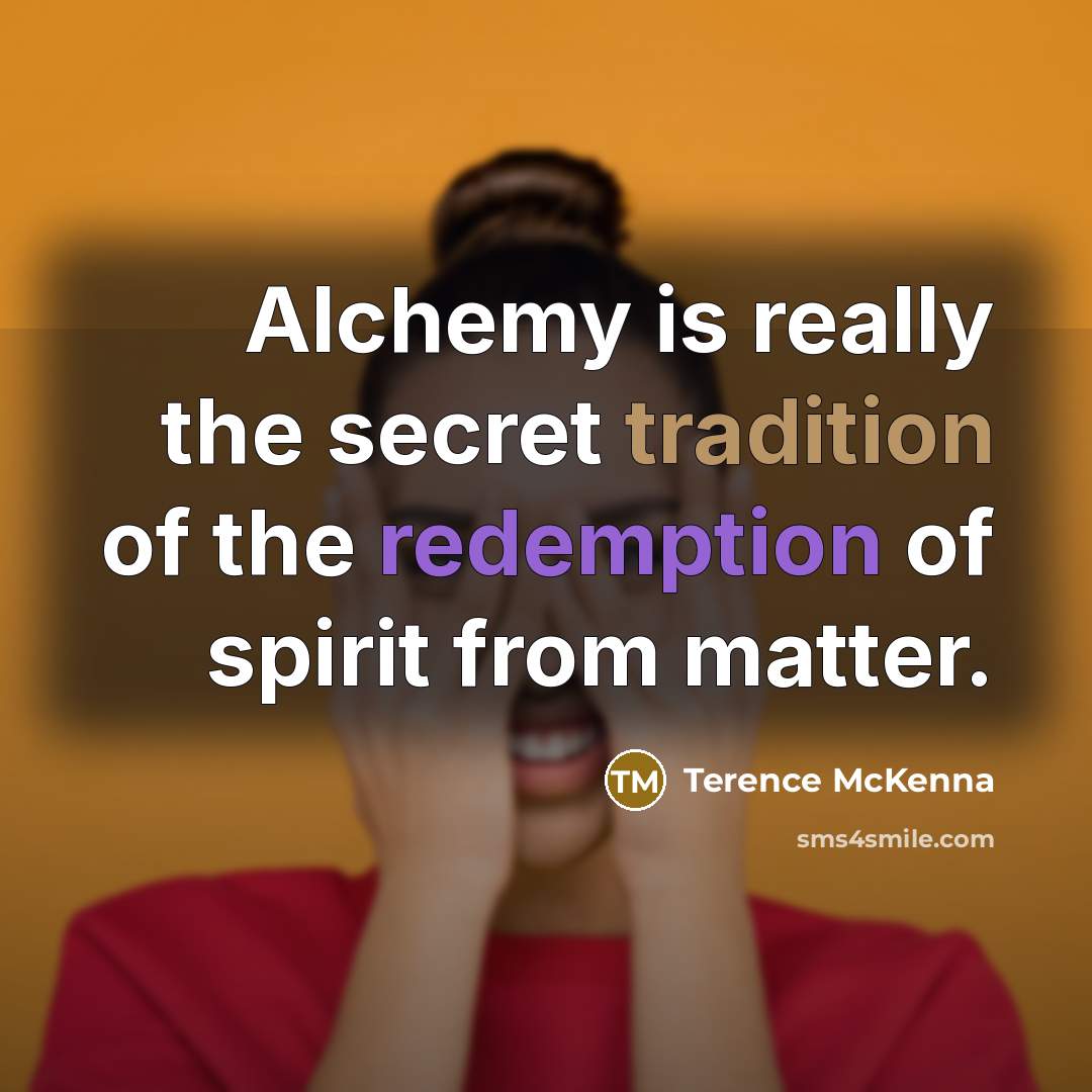 “Alchemy is really the secret tradition of the redemption of…” quote by Terence McKenna