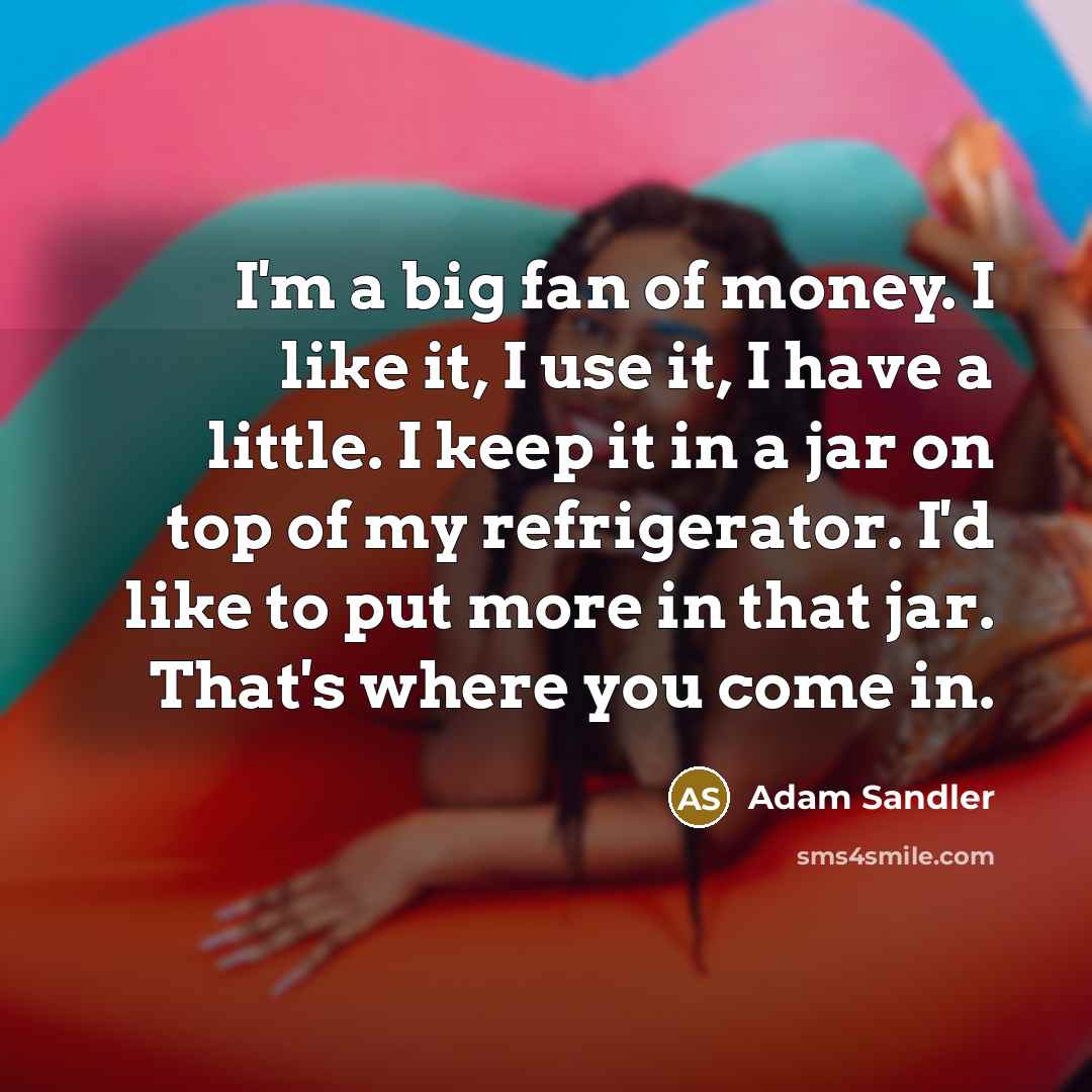 “I'm a big fan of money. I like it, I…” quote by Adam Sandler