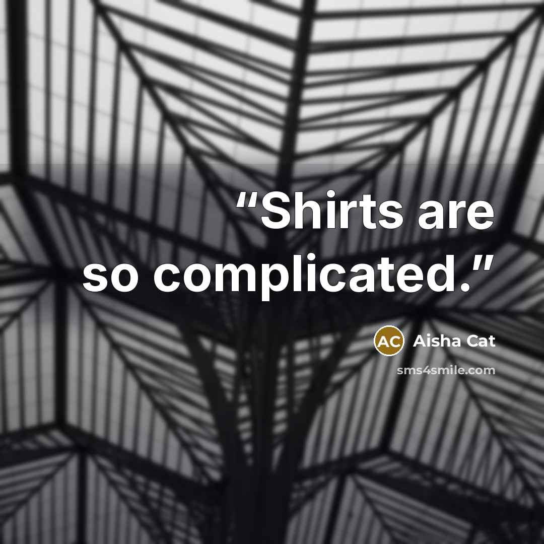 “Shirts are so complicated.” quote by Aisha Cat