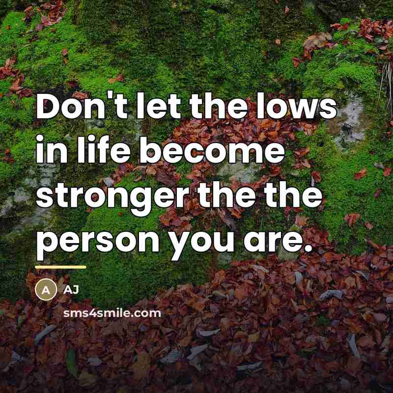 “Don't let the lows in life become stronger the the…” quote by Aj