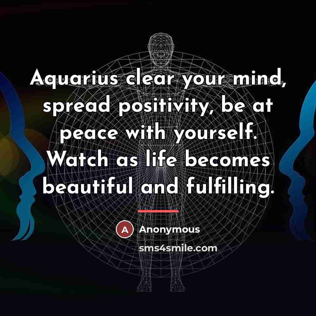 “Aquarius clear your mind, spread positivity, be at peace with…” quote by Anonymous