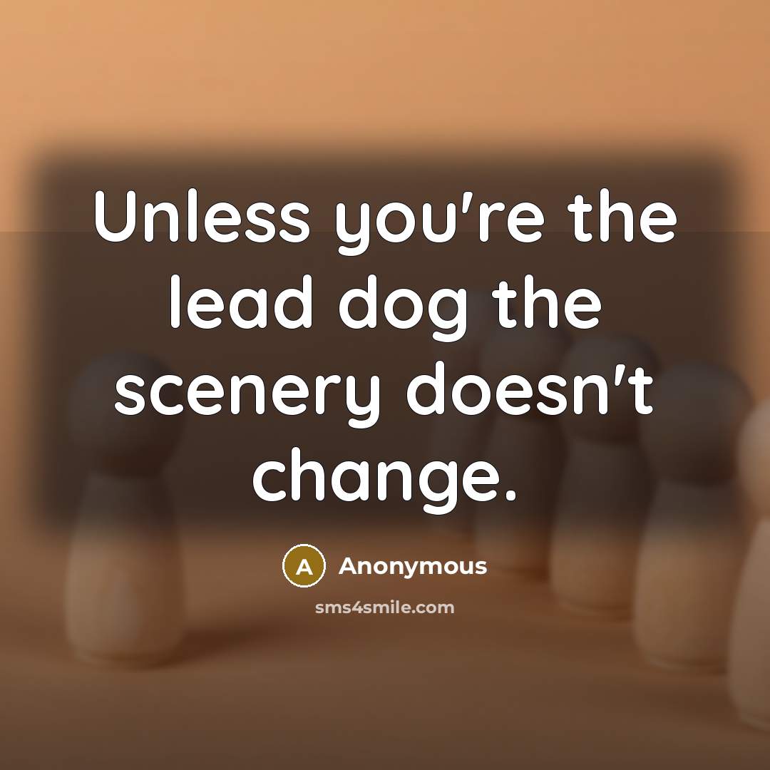 “Unless you're the lead dog the scenery doesn't change.…” quote by Anonymous