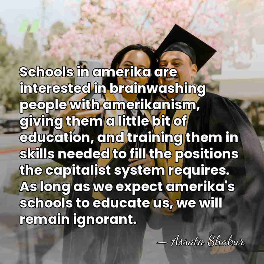 Schools in amerika are interested in brainwashing people with amerikanism, giving them&hellip; - Assata Shakur