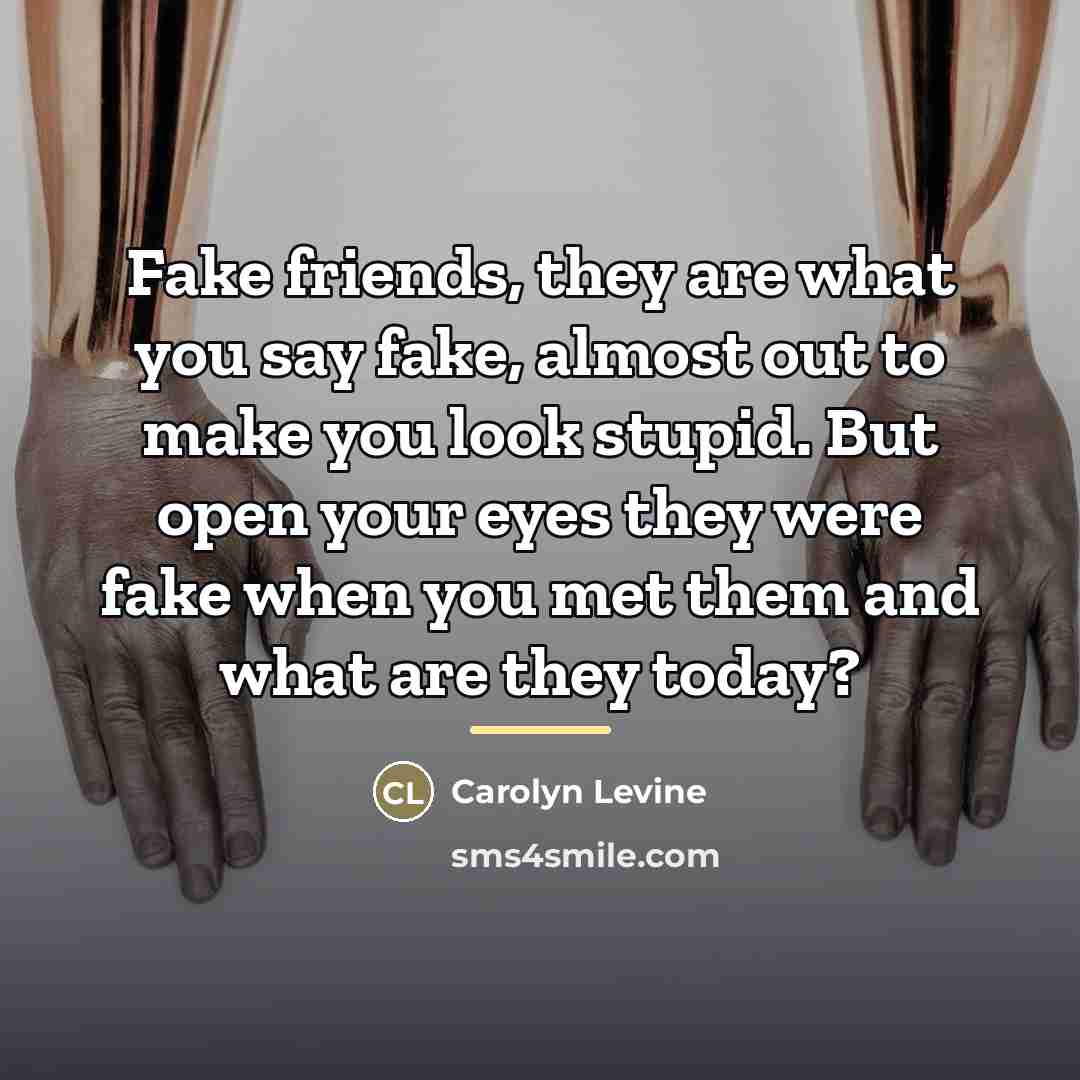 “Fake friends, they are what you say fake, almost out…” quote by Carolyn Levine