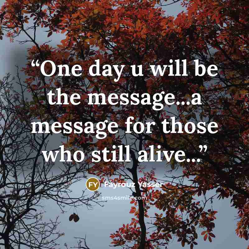 “One day u will be the message...a message for those who still alive...” quote by Fayrouz Yasser