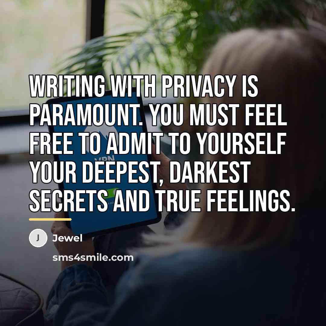 “Writing with privacy is paramount. You must feel free to…” quote by Jewel