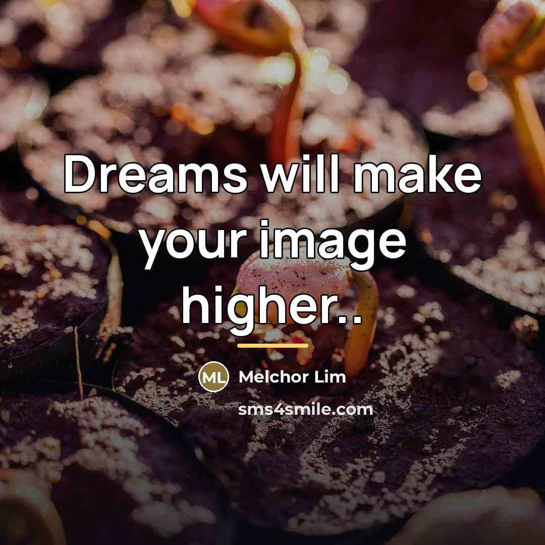 “Dreams will make your image higher..…” quote by Melchor Lim
