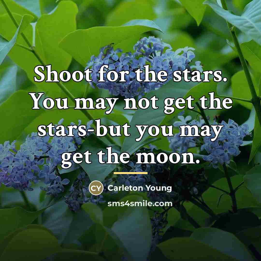 “Shoot for the stars. You may not get the stars-but…” quote by Carleton Young