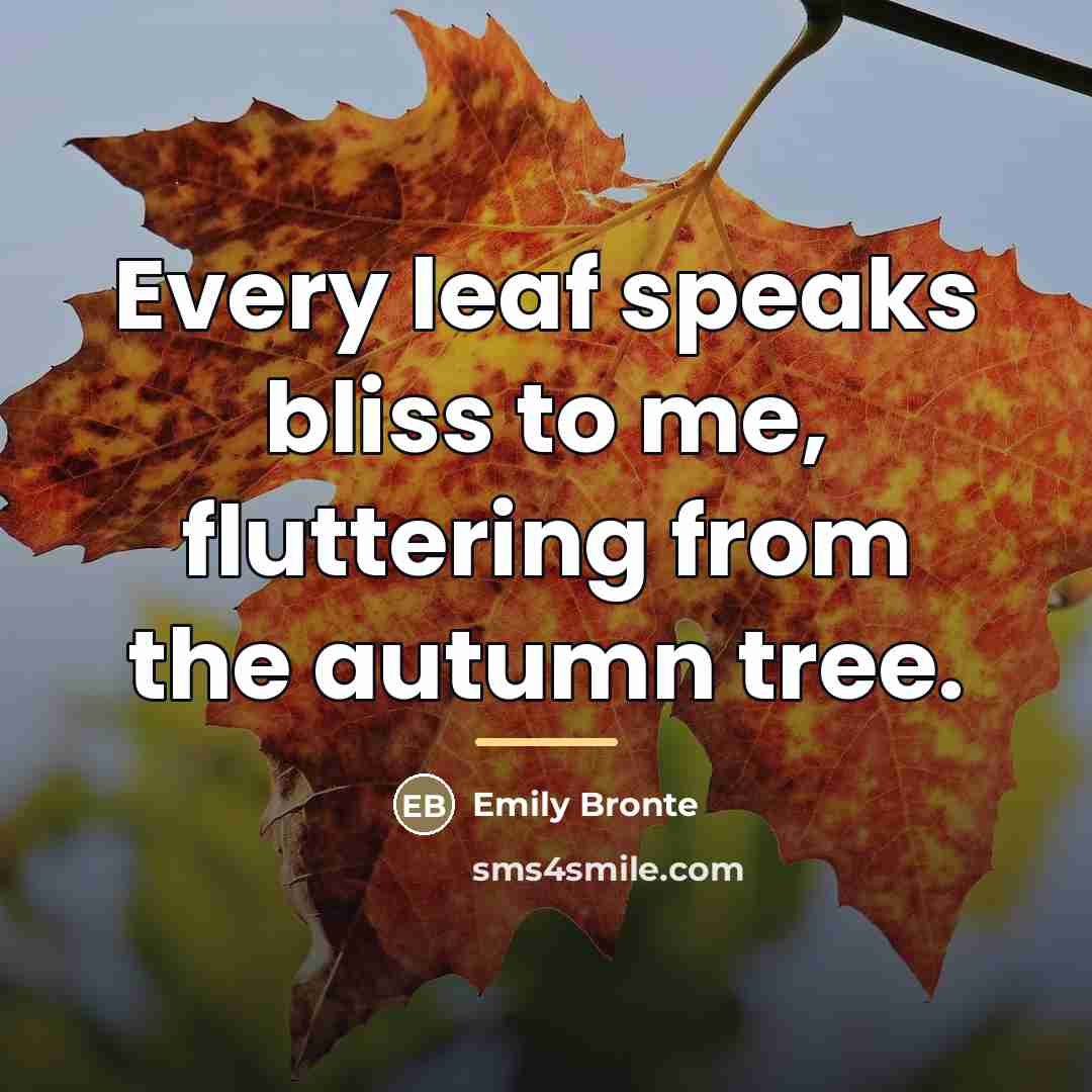 “Every leaf speaks bliss to me, fluttering from the autumn…” quote by Emily Bronte