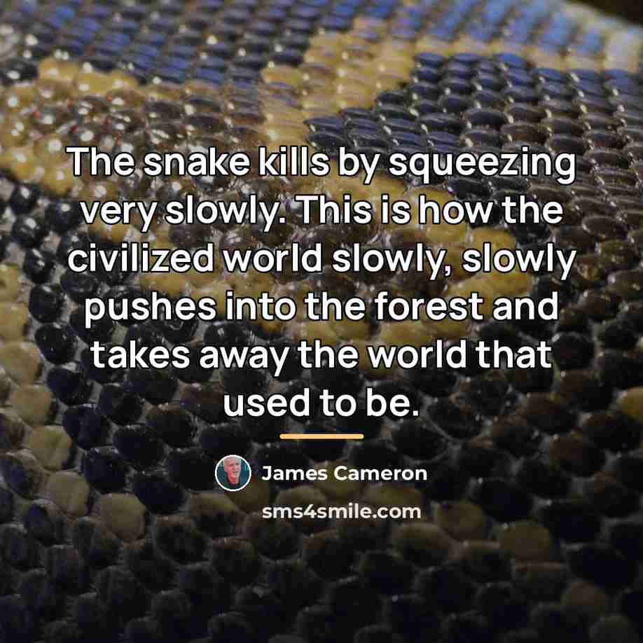 “The snake kills by squeezing very slowly. This is how…” quote by James Cameron