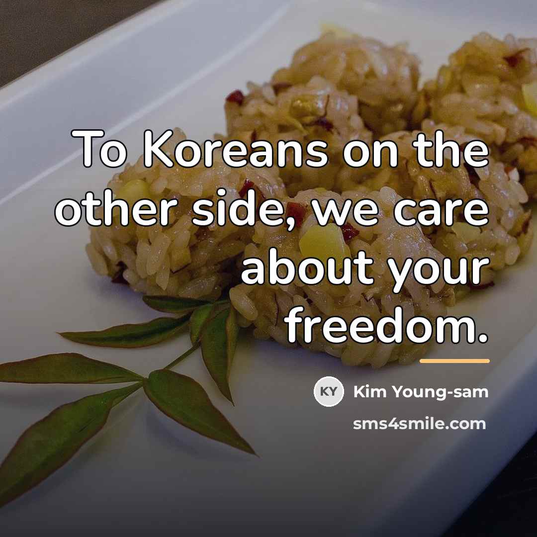“To Koreans on the other side, we care about your…” quote by Kim Young-sam