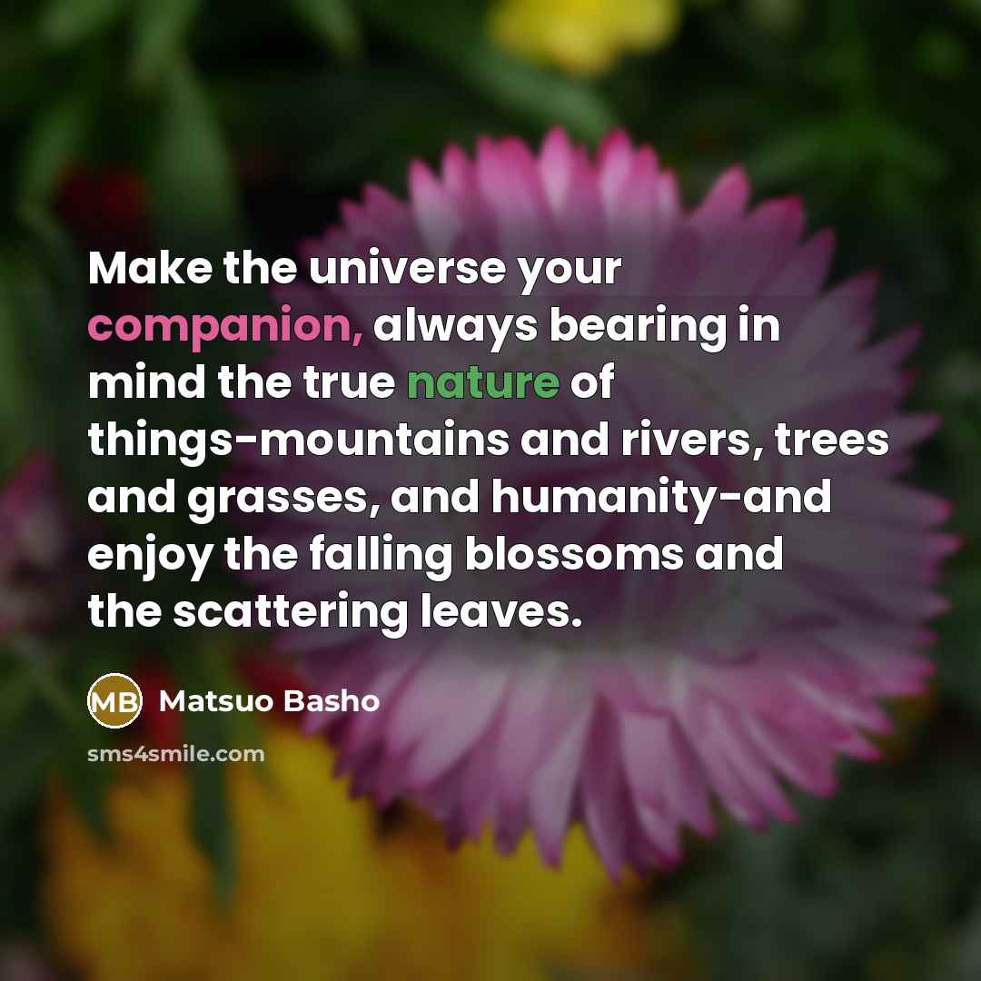 “Make the universe your companion, always bearing in mind the…” quote by Matsuo Basho