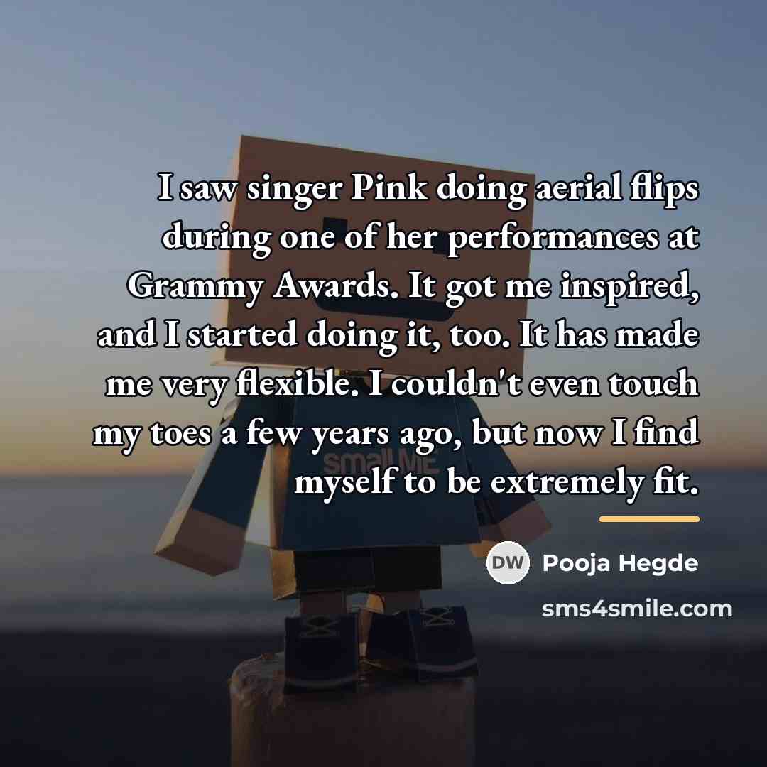 “I saw singer Pink doing aerial flips during one of…” quote by Pooja Hegde