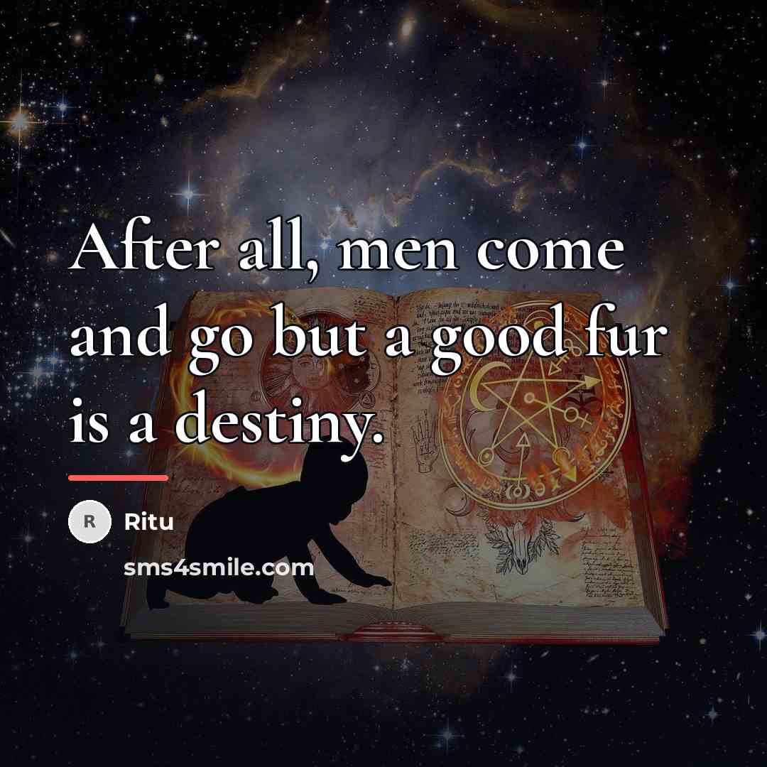 “After all, men come and go but a good fur…” quote by Ritu