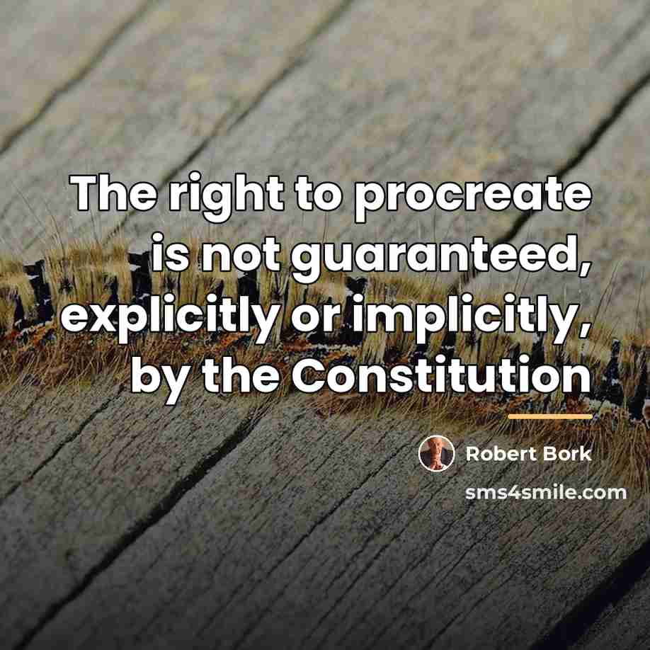 “The right to procreate is not guaranteed, explicitly or implicitly,…” quote by Robert Bork