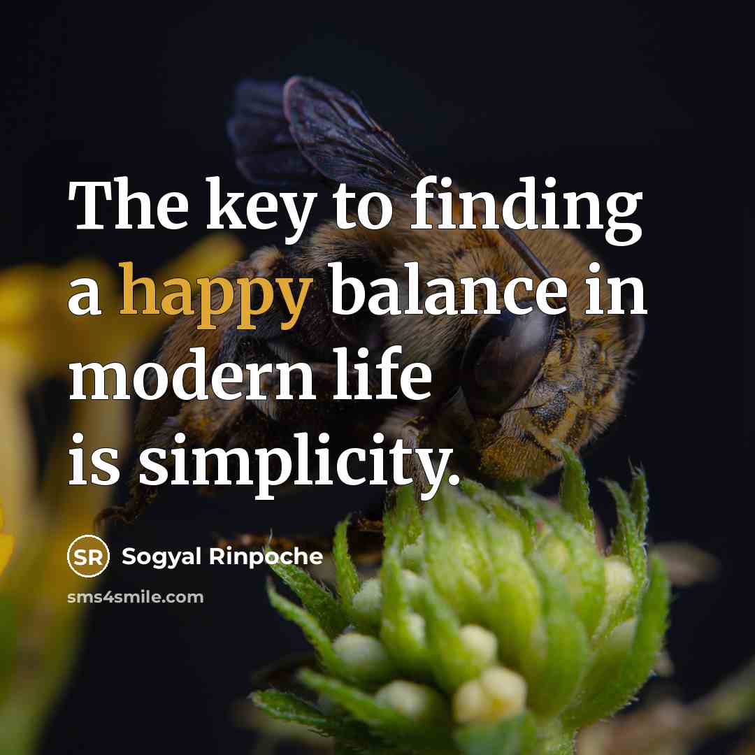 “The key to finding a happy balance in modern life…” quote by Sogyal Rinpoche