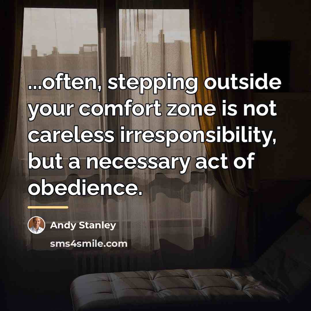 “...often, stepping outside your comfort zone is not careless irresponsibility,…” quote by Andy Stanley