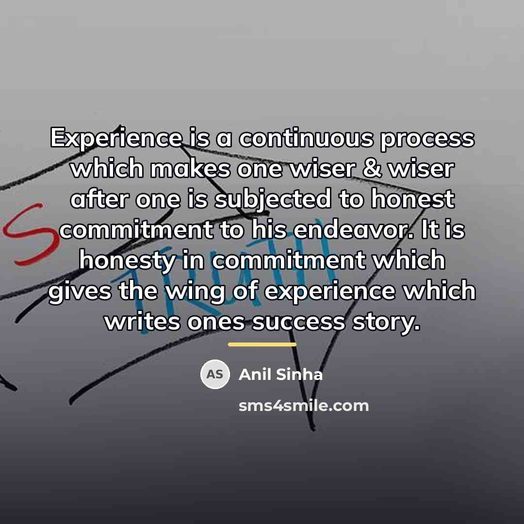 “Experience is a continuous process which makes one wiser &…” quote by Anil Sinha