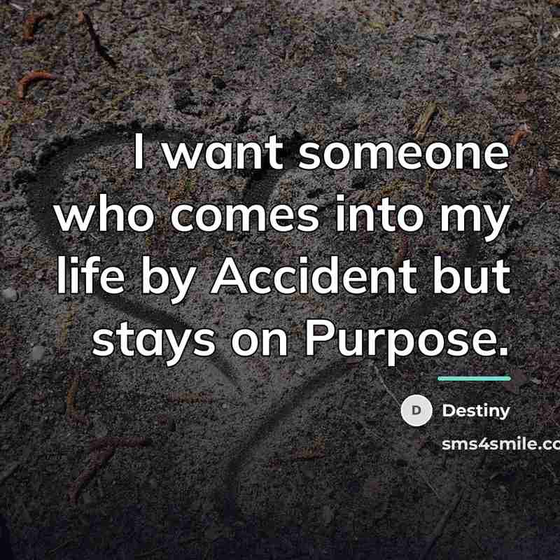 “I want someone who comes into my life by Accident…” quote by Destiny