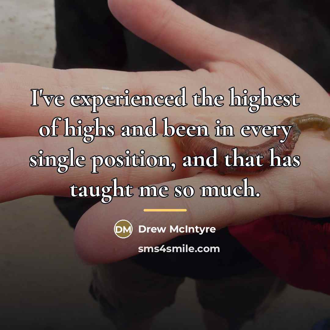 “I've experienced the highest of highs and been in every…” quote by Drew McIntyre