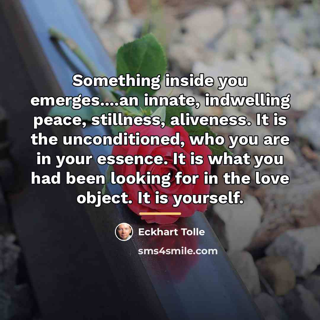 “Something inside you emerges....an innate, indwelling peace, stillness, aliveness. It…” quote by Eckhart Tolle