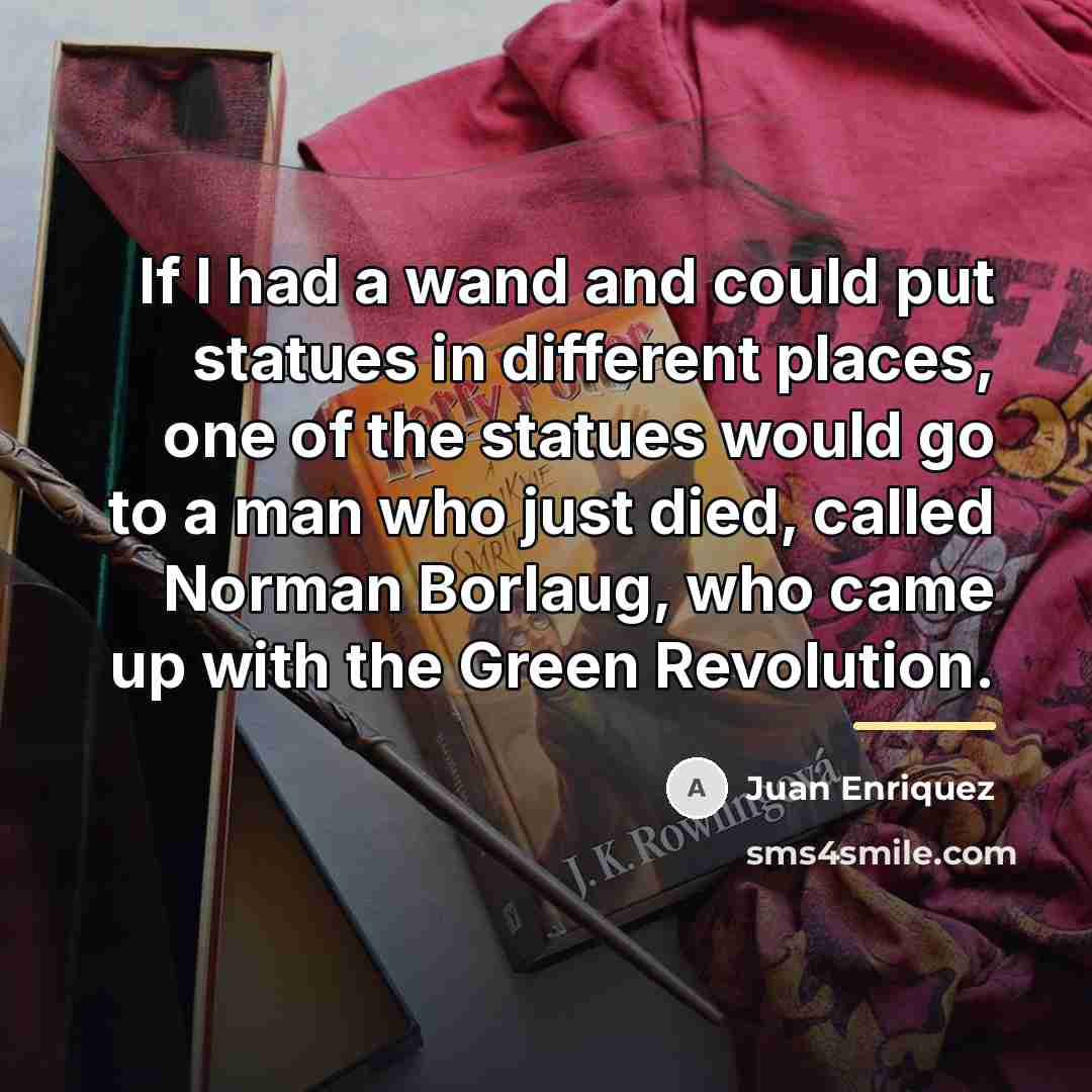 “If I had a wand and could put statues in…” quote by Juan Enriquez