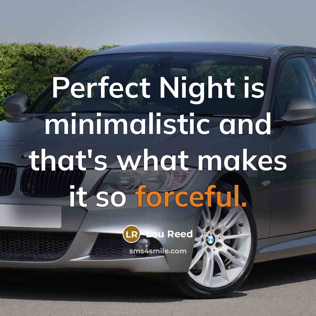 “Perfect Night is minimalistic and that's what makes it so forceful.” quote by Lou Reed